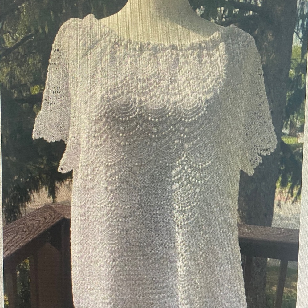 Women's White Crochet Short-Sleeve Top